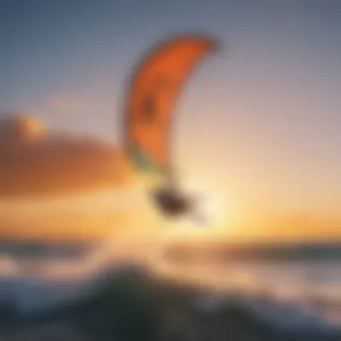 Stunning kitesurfing action at sunset over the ocean