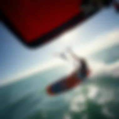 An aerial view of a kitesurfing lesson in progress