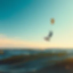 Kiteboarding at Lake Erie under clear skies