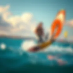 Dynamic view of Liquid Force foilboard in action on water