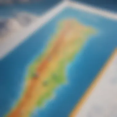 Map displaying localized weather patterns for kiteboarding