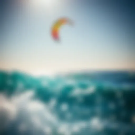 The Thrill of the Kite Above the Waves A vibrant kite soaring above a crystal-clear ocean