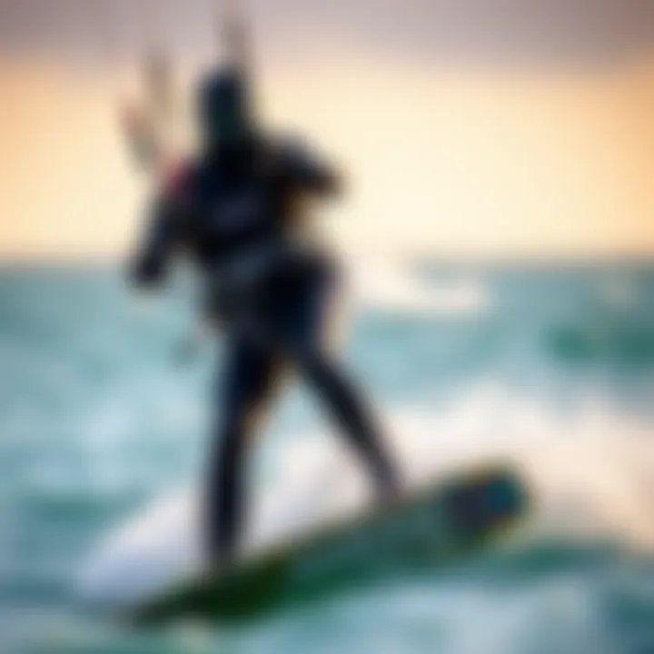 Kiteboarder in Mystic Drysuit Kiteboarder wearing Mystic drysuit riding the waves