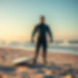 Stylish Mystic drysuit displayed on a scenic beach
