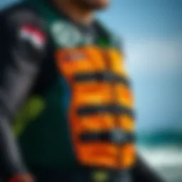 Close-up view of a Mystic foil impact vest showcasing advanced design features