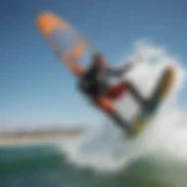 Performance metrics displayed through dynamic action shots of kiteboarding