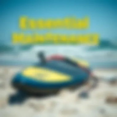 Essential Maintenance for Naish Foil Boards A well-maintained Naish foil board resting on the beach, emphasizing care and maintenance tips.