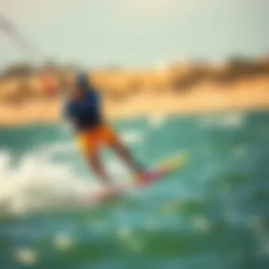 Rider in Action on Naish Hero Action shot of a rider using the Naish Hero kiteboard in dynamic conditions