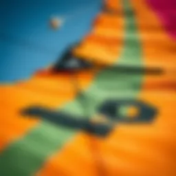 Detailed view of Slingshot B2 kite fabric and stitching