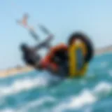 Dynamic action shot of kiteboarding with the Slingshot Super Grom
