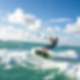 A kiteboarder gliding over the waves at Cocoa Beach