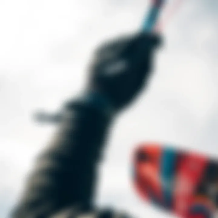 Kiteboarding environment showcasing neo gloves in action