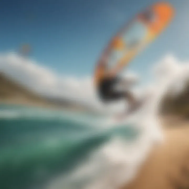 A breathtaking view of a kiteboarding competition