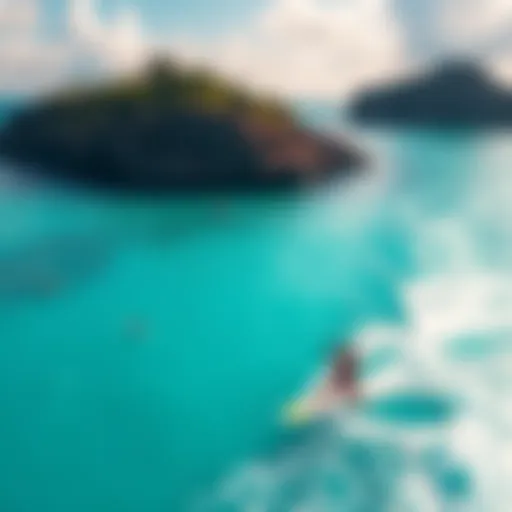 A breathtaking view of the turquoise waters of Pelican Bay, ideal for kiteboarding.