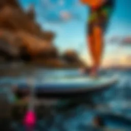 Detailed view of a hydrofoil board showcasing its unique design and features