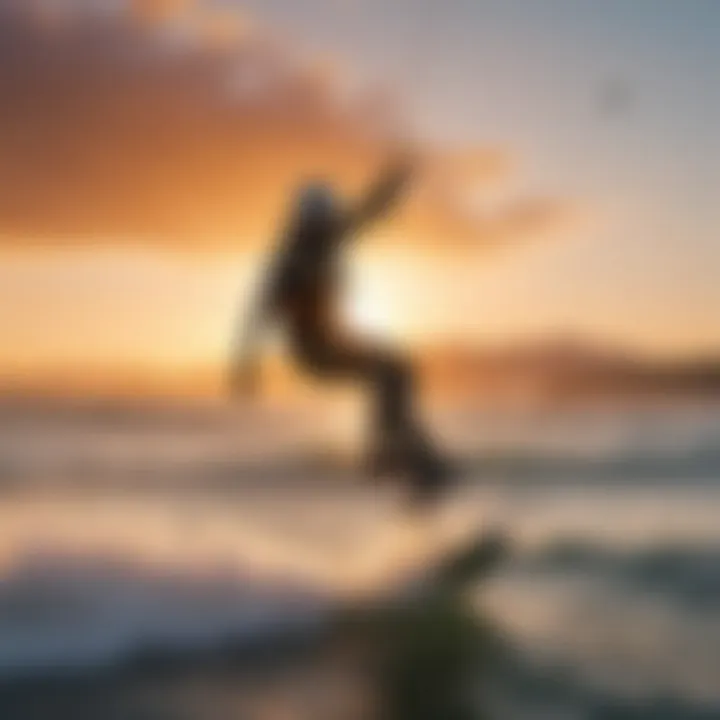 Kiteboarding at sunset in San Francisco