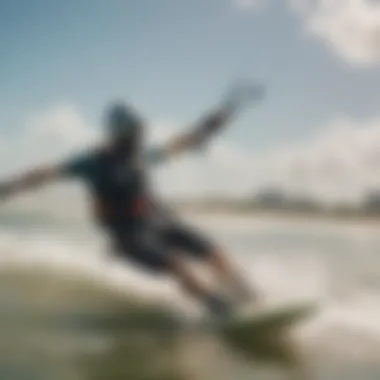 Scenic view of a kiteboarder in action against a backdrop of dynamic winds