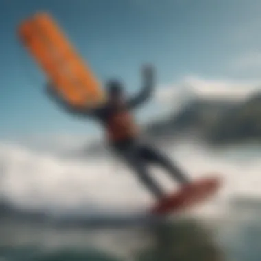 Kiteboarding in Thermal Comfort Kiteboarder navigating through waves in a thermal wetsuit