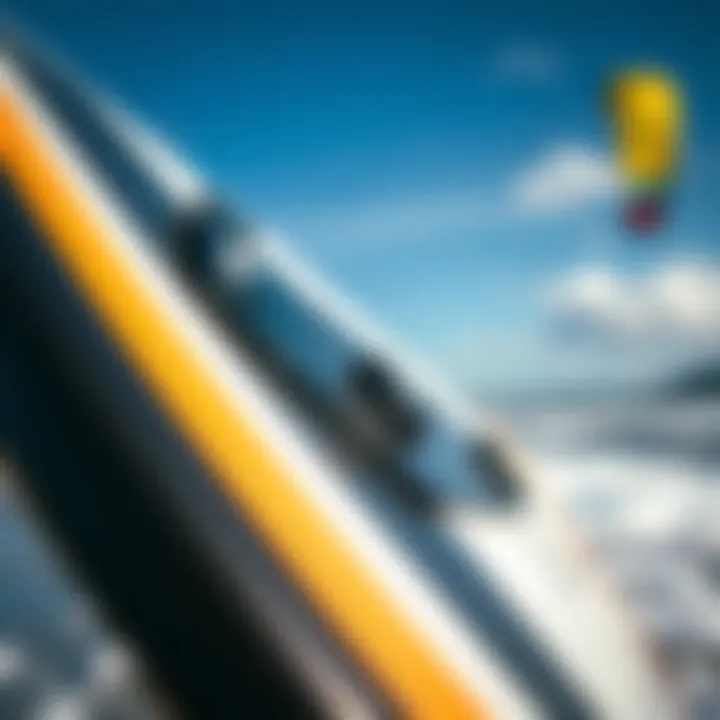 Detailed Design Features of Skywalker Kiteboard Close-up of Skywalker kiteboard design elements