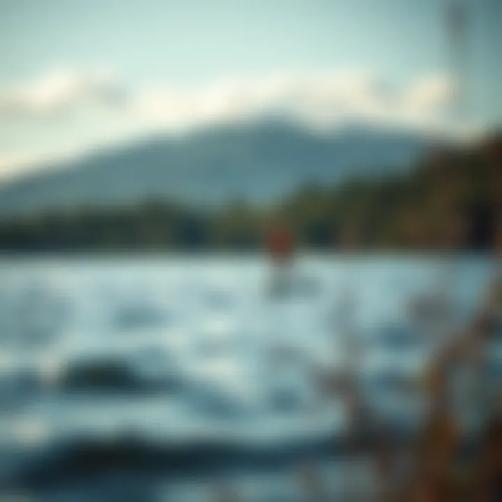 Scenic Landscape with Slingshot SUP on Water