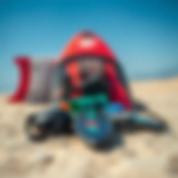 Essential Gear for SUP Foiling Essential gear laid out for SUP foiling, including a board and foil