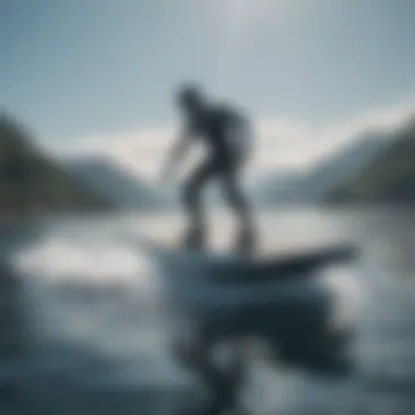 A rider skillfully maneuvering a Takuma foil board over the water