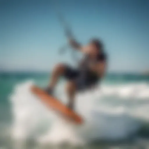 Kiteboarder gliding over the waves in Tarifa