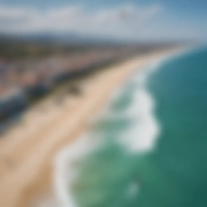 Panoramic view of Tarifa beaches with kiteboarders