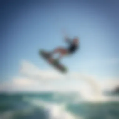 Dynamic kiteboarding jump showcasing aerial techniques