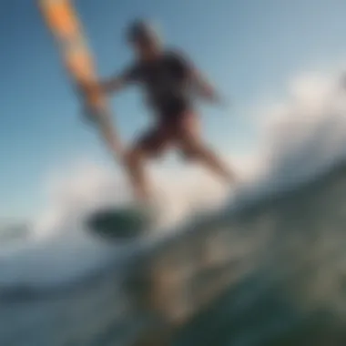 Kiteboarder applying Stickybumps before a session