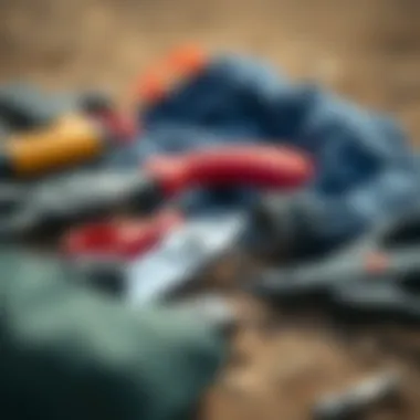 A detailed view of kite maintenance tools and accessories