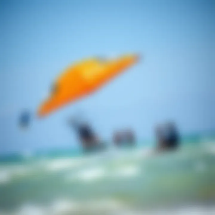 Kiteboarding enthusiasts enjoying the thrill of flying cloth kites at the beach