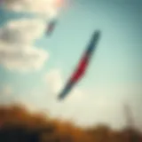 Dynamic switchblade kite soaring through the sky