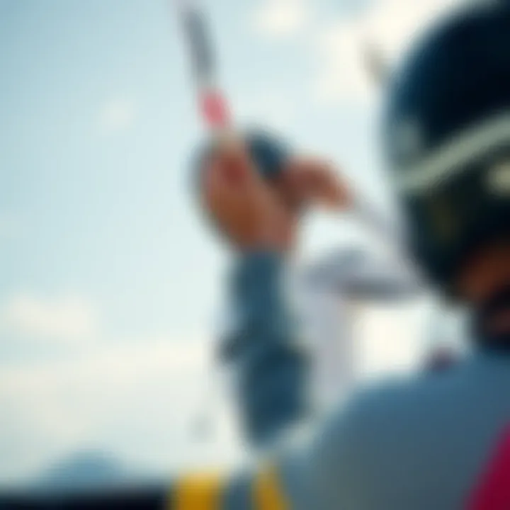 A kiteboarder adjusting their helmet before hitting the waves