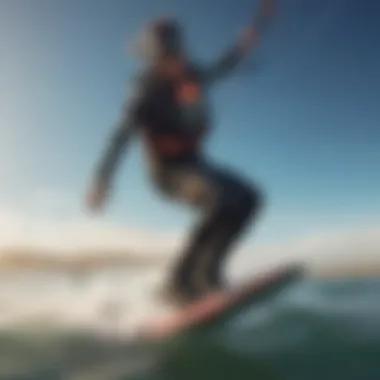 Dynamic Kiteboarding in Motion A dynamic action shot of kiteboarding in motion