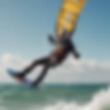 Kiteboarder using a harness during a dynamic maneuver