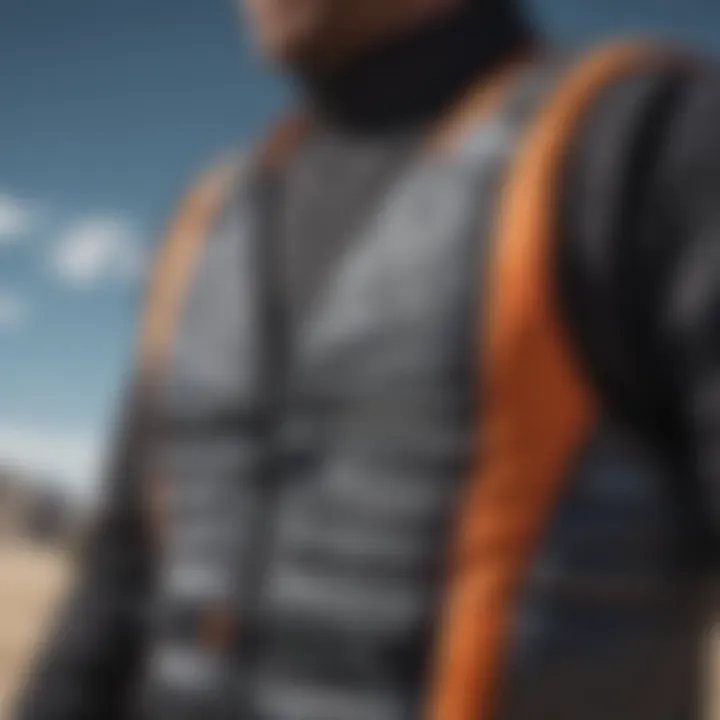 Close-up of the vest's material demonstrating its advanced textile technology