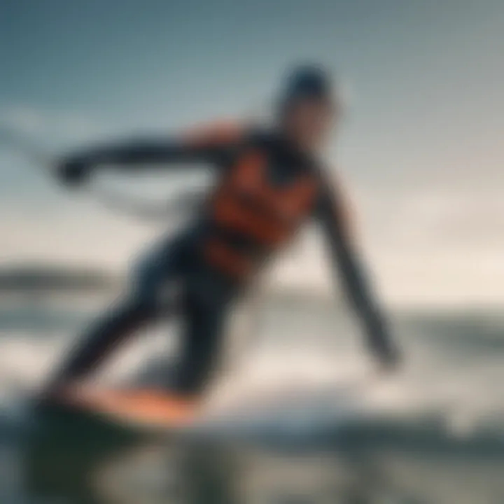 Kiteboarder in action wearing a four-three wetsuit in cold waters