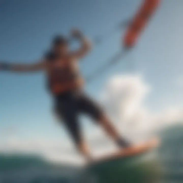 A kiteboarder showcasing their skills while wearing an impact vest