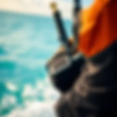 Kiteboarding Action with Neoprene Gloves Kiteboarder gripping the control bar with neoprene gloves in action on the water