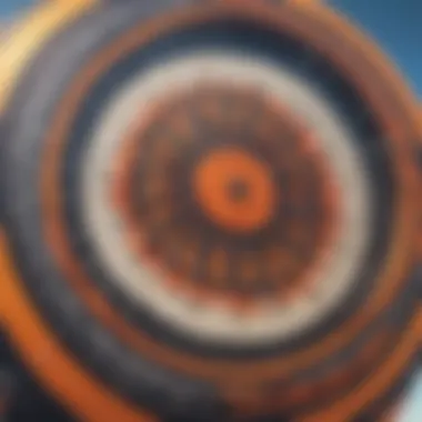 Close-up of a kite showcasing intricate circle tail design patterns