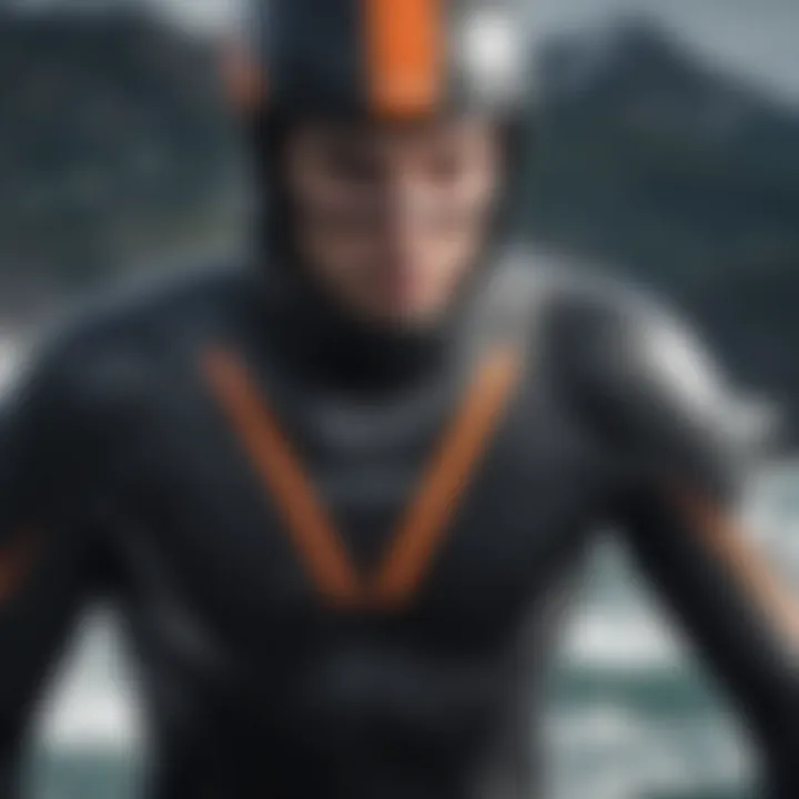 Close-up of advanced wetsuit materials showcasing flexibility and insulation