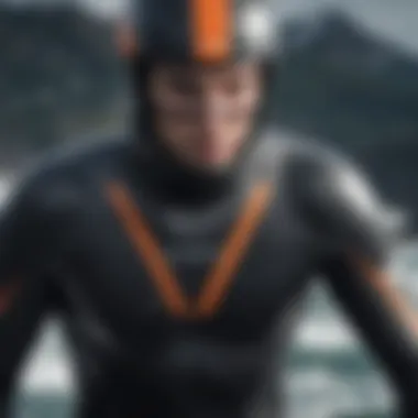 Advanced Materials in Cold Wetsuits Close-up of advanced wetsuit materials showcasing flexibility and insulation