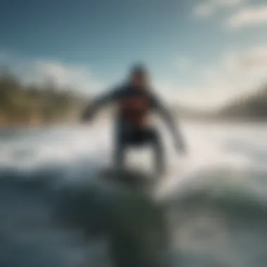 Kiteboarding in Cold Waters Kiteboarder successfully navigating through cold water conditions