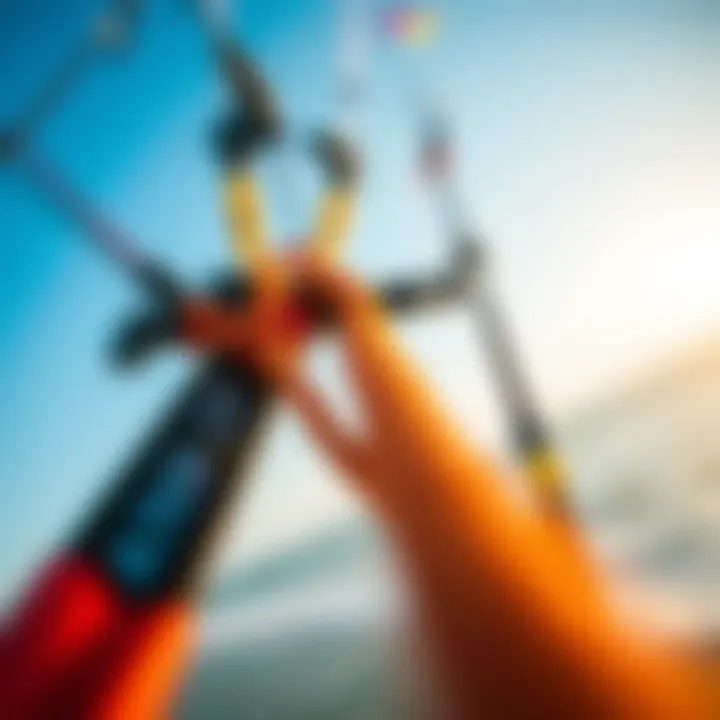 Kite Lines and Attachments Close-up of kite lines demonstrating their strength and attachment points