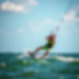 Kite surfing vest worn by a rider on the water