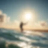 Kitesurfing on a vibrant beach with ideal wind conditions