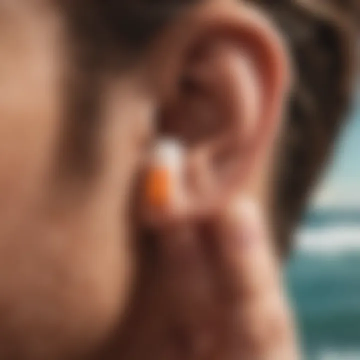 Close-up of ear plugs being cleaned and maintained