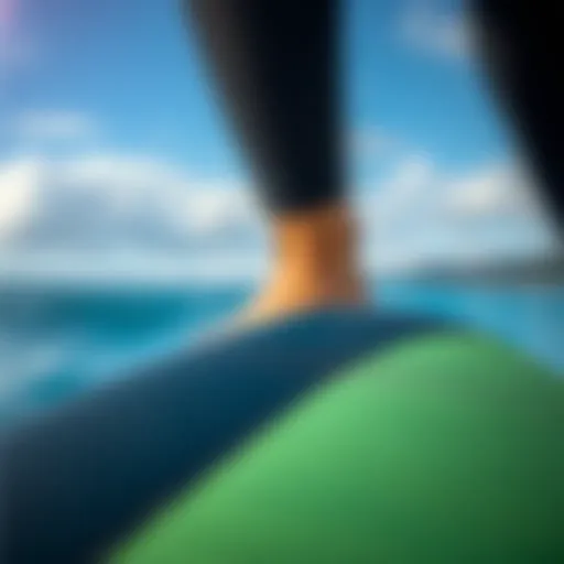 A detailed view of a 4mm wetsuit showcasing its texture and material