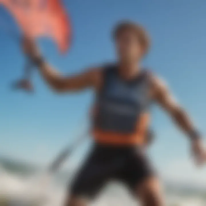 An advanced kite surfer wearing a sleek impact vest